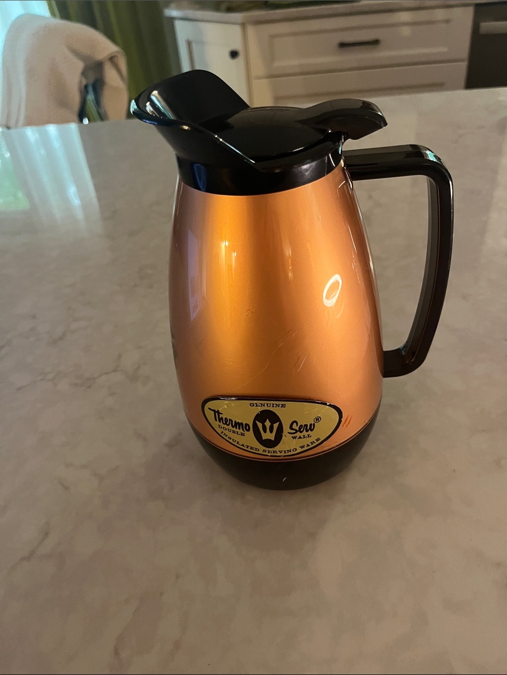 MCM Mid Thermo-Serv Sparkly Copper and Black hot cold beverage server carafe